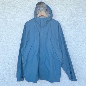 L L.Bean O ALB2 Blue Hooded Windbreaker Full Zip Jacket Lightweight Waterproof L